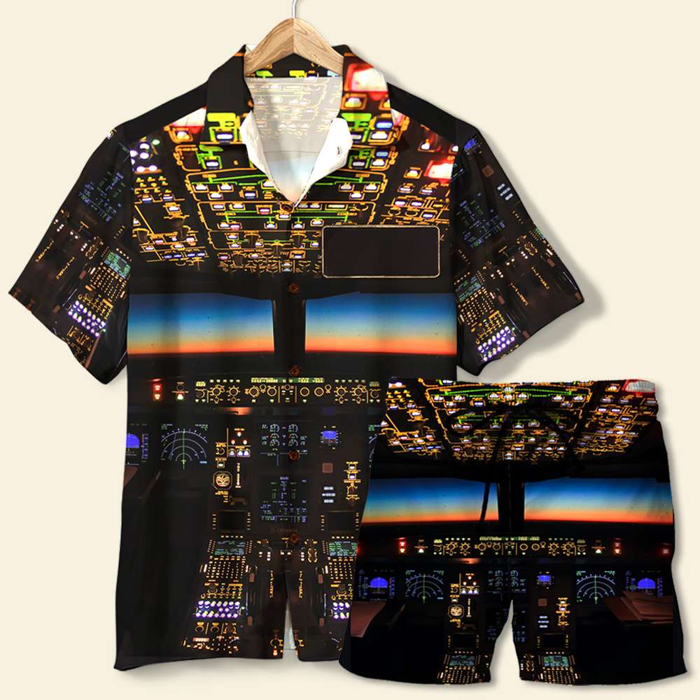 litzzy Personalized Pilot Hawaiian Shirt and Men Beach Shorts Pilot Control Panel Hawaiian Shirt For Men, Woman, Litzzy Aloha Shirt Hawaii Shirt   