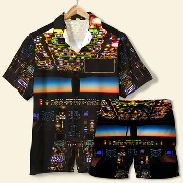 litzzy Personalized Pilot Hawaiian Shirt and Men Beach Shorts Pilot Control Panel Hawaiian Shirt For Men, Woman, Litzzy Aloha Shirt Hawaii Shirt   