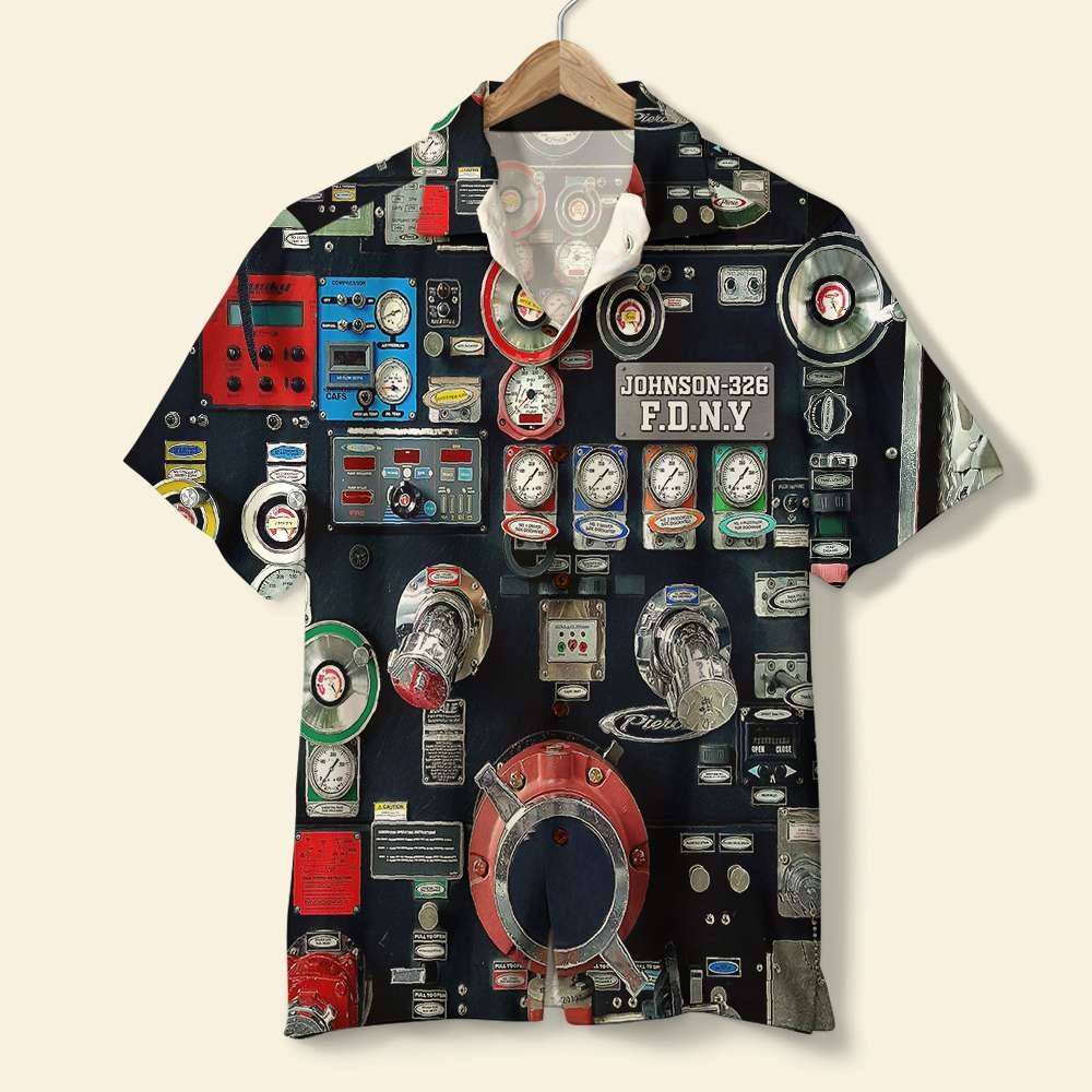 litzzy Personalized Firefighter Hawaiian Shirt Modern Fire Truck Water Pumping System Hawaiian Shirt For Men, Woman, Litzzy Aloha Shirt Hawaiian Shirt   