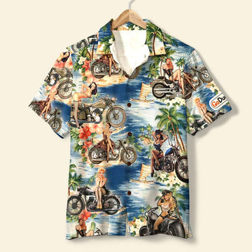 litzzy Pin Up Girl Biker Hawaiian Shirt, Gift For Biker Hawaiian Shirt For Men, Woman, Litzzy Aloha Shirt Hawaii Shirt   