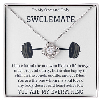 litzzy One and only Swolemate - Litzzy Love Knot Necklace - Gift For Wife, Girlfriend, Soulmate Jewelry 14K White Gold Finish Two tone Box 