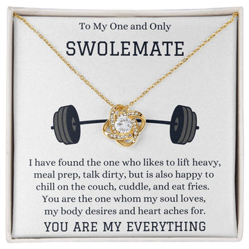 litzzy One and only Swolemate - Litzzy Love Knot Necklace - Gift For Wife, Girlfriend, Soulmate Jewelry 18K Yellow Gold Finish Two tone Box 