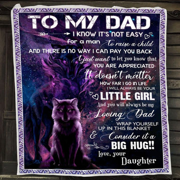 litzzy To My Dad Wolf Fleece Blanket Fleece Blanket   