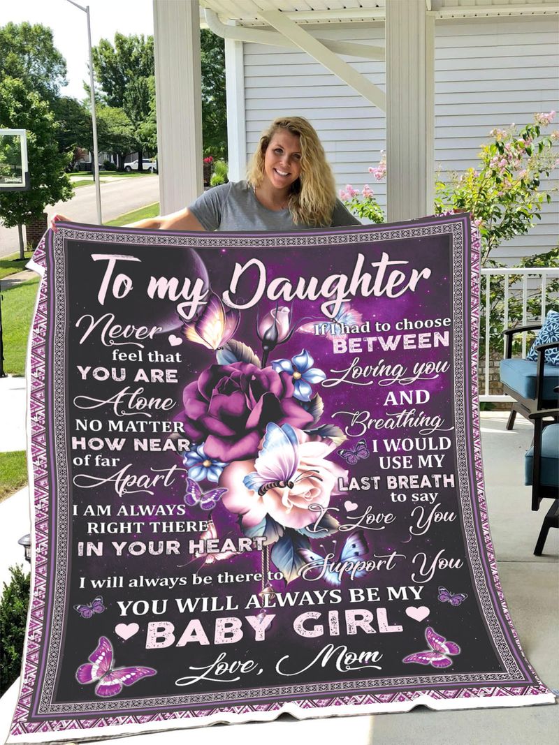 litzzy To My Daughter Mom Butterfly Fleece Blanket Fleece Blanket   