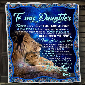 litzzy Dad To Daughter Braver Lion Blue Fleece Blanket Fleece Blanket   