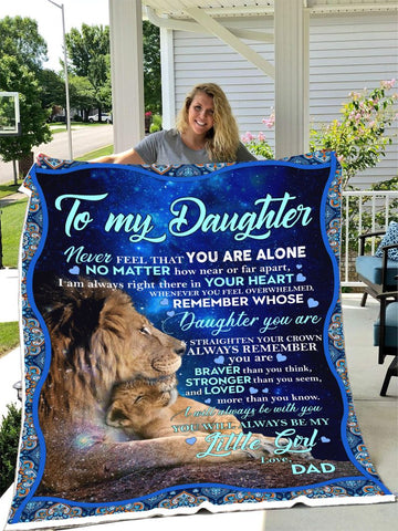 litzzy Dad To Daughter Braver Lion Blue Fleece Blanket Fleece Blanket   