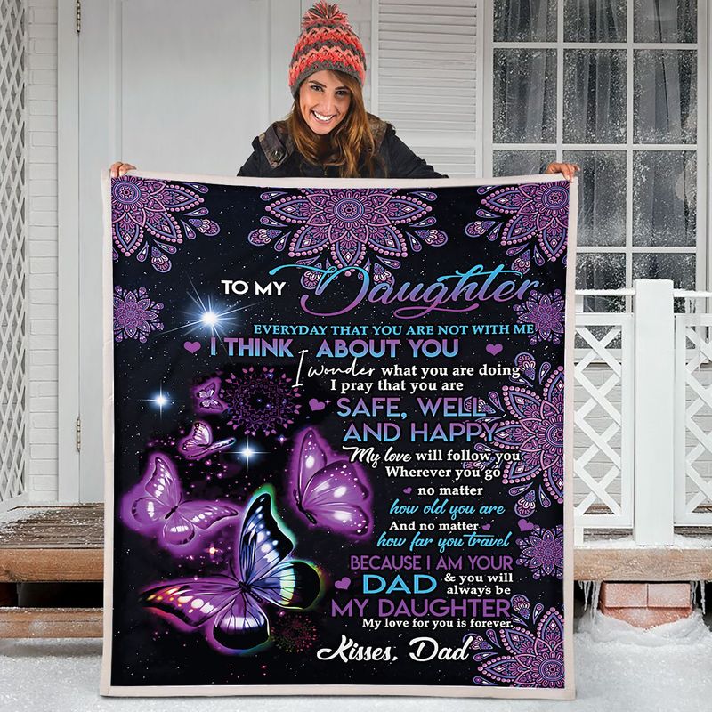 litzzy Daughter Mom Butterfly Fleece Blanket Fleece Blanket   
