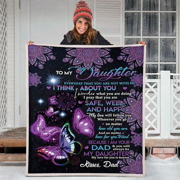 litzzy Daughter Mom Butterfly Fleece Blanket Fleece Blanket   