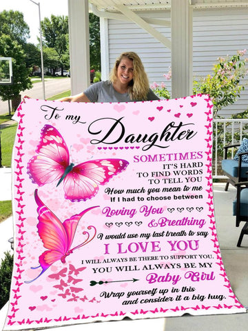 litzzy Daughter Pink Butterflies Fleece Blanket Fleece Blanket   
