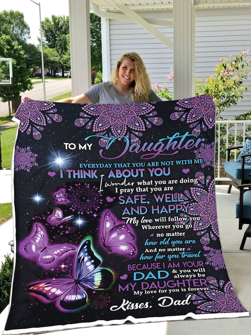 litzzy Daughter Mom Butterfly Fleece Blanket Fleece Blanket   