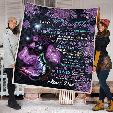 litzzy Daughter Mom Butterfly Fleece Blanket Fleece Blanket   