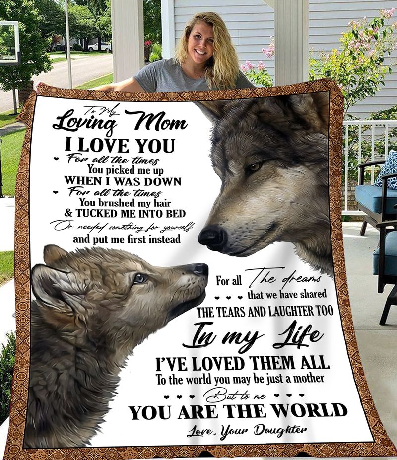 litzzy To Mom Wolf Fleece Blanket Fleece Blanket   