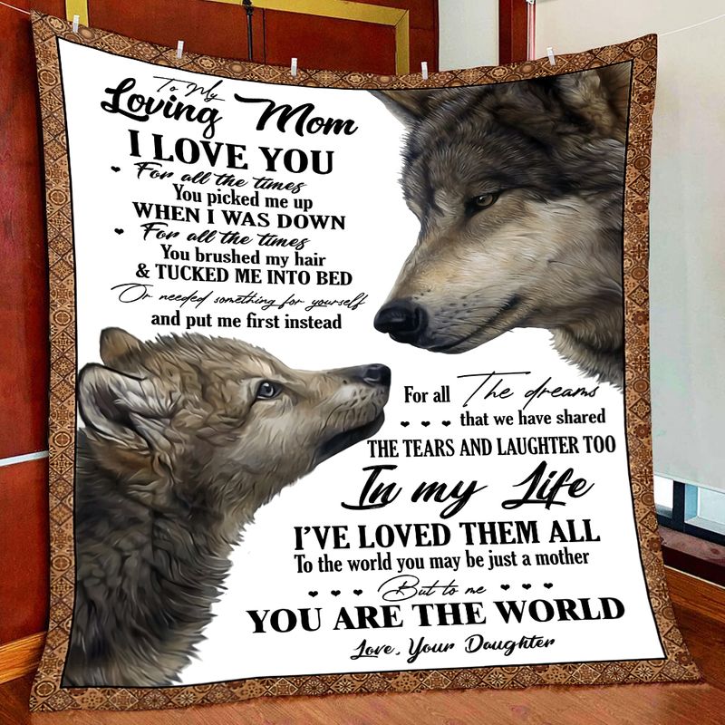 litzzy To Mom Wolf Fleece Blanket Fleece Blanket   