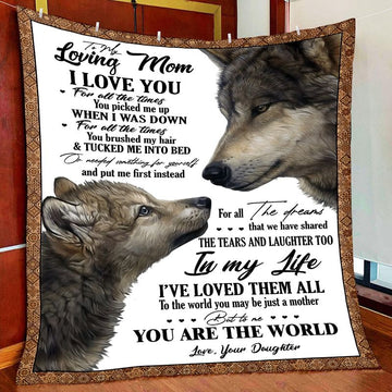 litzzy To Mom Wolf Fleece Blanket Fleece Blanket   