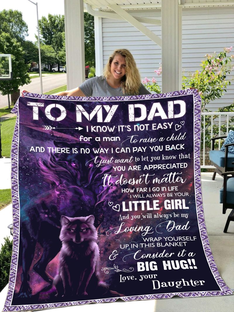 litzzy To My Dad Wolf Fleece Blanket Fleece Blanket   