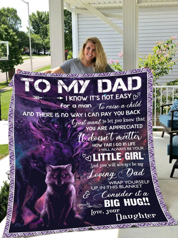 litzzy To My Dad Wolf Fleece Blanket Fleece Blanket   