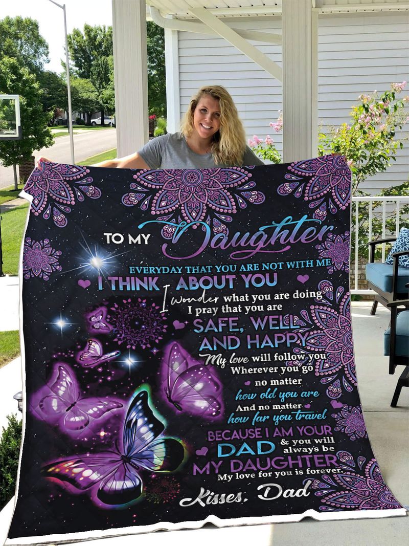 litzzy Daughter Mom Butterfly Fleece Blanket Fleece Blanket   