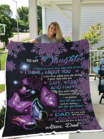 litzzy Daughter Mom Butterfly Fleece Blanket Fleece Blanket   