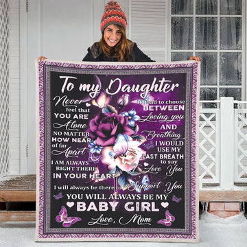 litzzy To My Daughter Mom Butterfly Fleece Blanket Fleece Blanket   