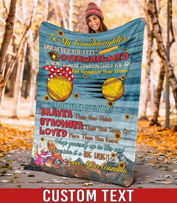 litzzy Softball - Personalized To My Granddaughter Consider It A Big Hug Fleece Blanket Nh040820Ki Quilt Blanket   