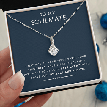 litzzy To My Soulmate - Last Everything - Gift For Birthday, Anniversary - Necklace Gift For Her, Wife, Girlfriend, Anniversary, Wedding, Valentine, Birthday with Message Card Jewelry Standard Box  
