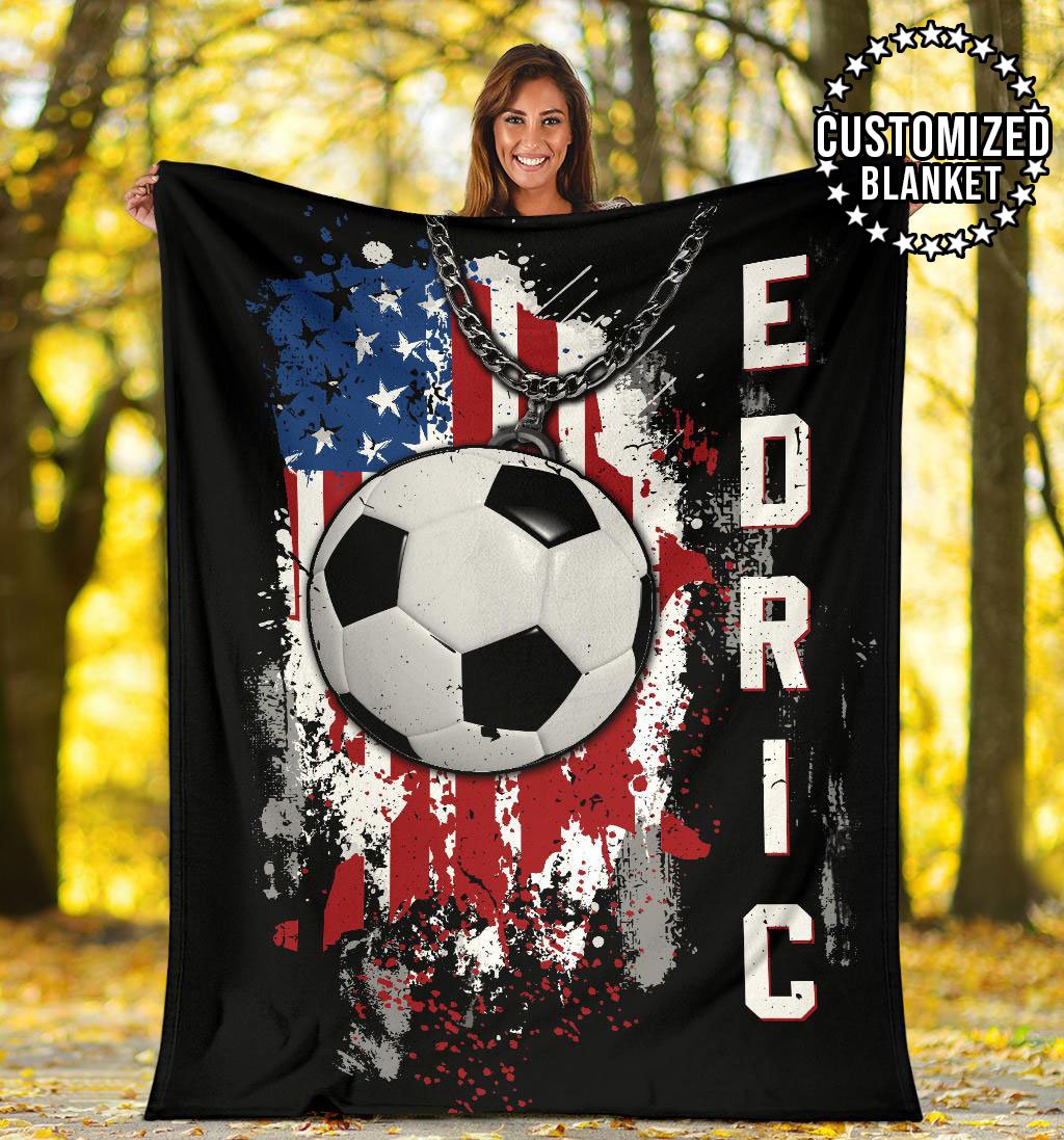 litzzy Personalized Sport Us Flag Fleece Blanket - Lath1011201 Quilt Blanket SOCCER 50 X 60 