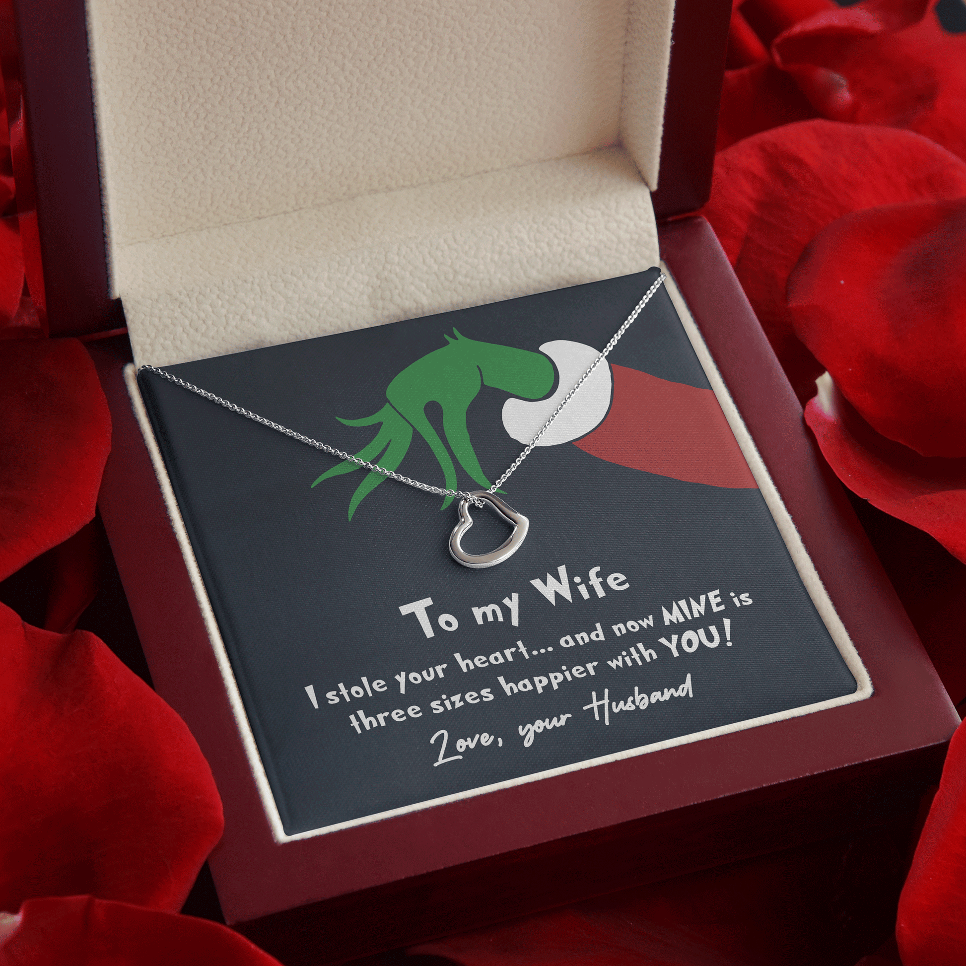 litzzy To My Wife - I Stole Your Heart - Litzzy Delicate Heart Necklace - Necklace Gift For Wife, Girlfriend, Anniversary, Valentine, Birthday With Message Card Jewelry   