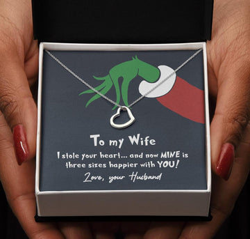 litzzy To My Wife - I Stole Your Heart - Litzzy Delicate Heart Necklace - Necklace Gift For Wife, Girlfriend, Anniversary, Valentine, Birthday With Message Card Jewelry 14K White Gold Finish Standard Box 