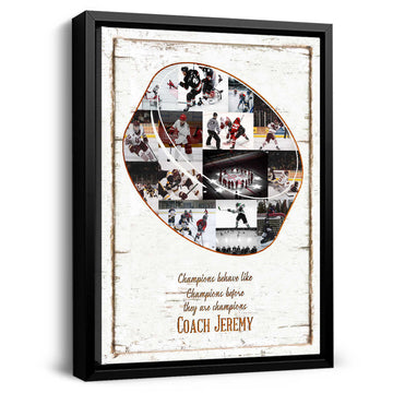 litzzy Hockey Coach Gift, Hockey Team Gift, Hockey Canvas Wall Art, Hockey Photo Collage, Hockey Gift Canvas Wall Art   