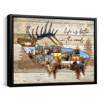 litzzy Elk Hunting Photo Collage Canvas, Personalized Gift For Elk Hunter Canvas Wall Art   