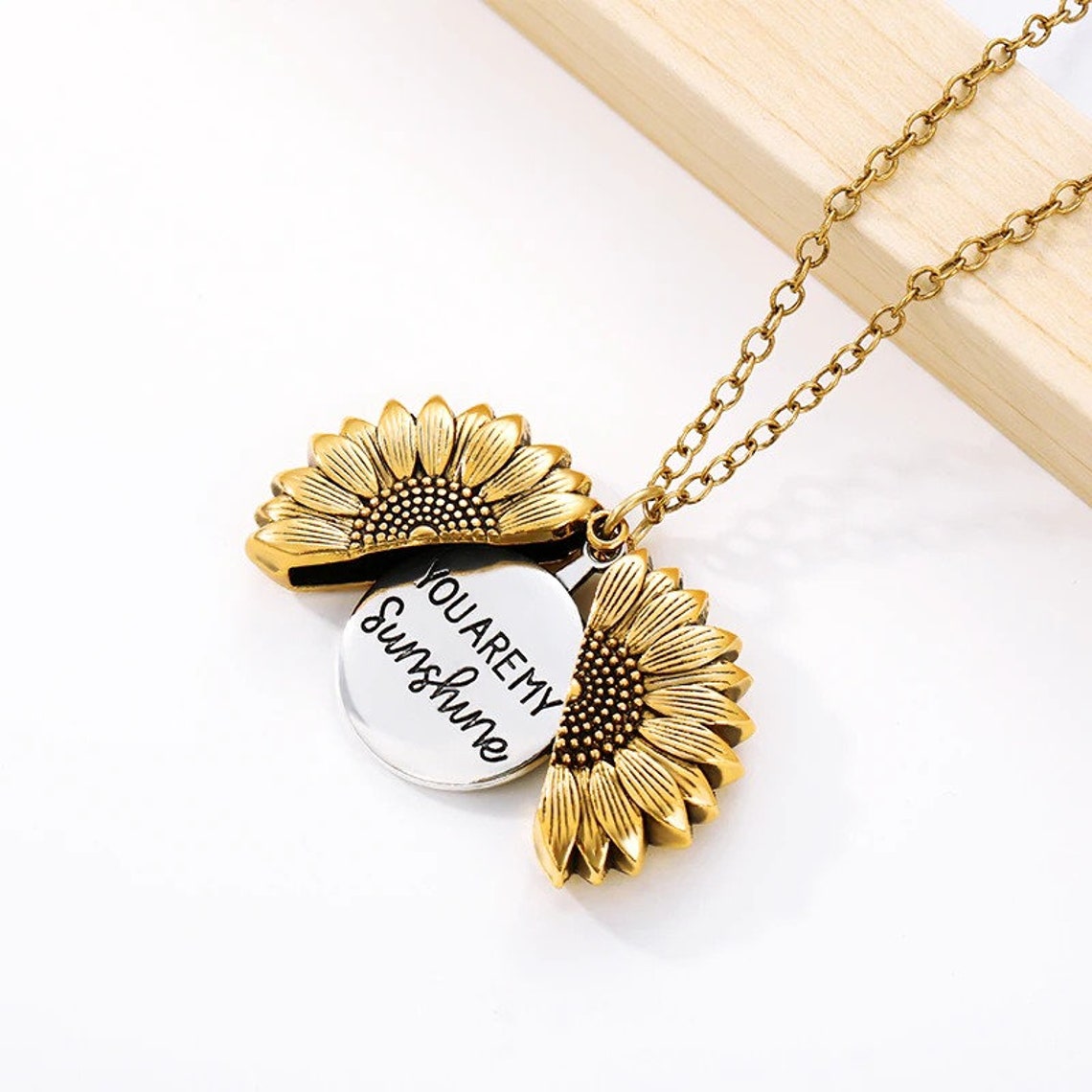 litzzy Sunflower Necklace - You Are My Sunshine - To My Soulmate, Gift For Soulmate Jewelry   