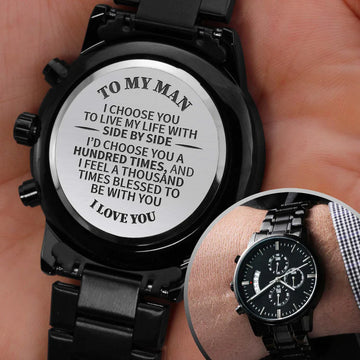 litzzy To My Man - I'd Choose You A Hundred Times - Litzzy Engraved Premium Watch - Gift For Soulmate, Husband, Boyfriend Watches Standard Box  