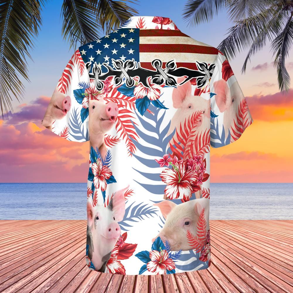 litzzy Pig Lovers American Flag Hawaiian Shirt, Pig aloha Hawaiian shirt, Hawaiian shirt men, Hawaiian shirt women - Aloha shirt Hawaiian Hawaii Shirt For Summer Hawaii Shirt   