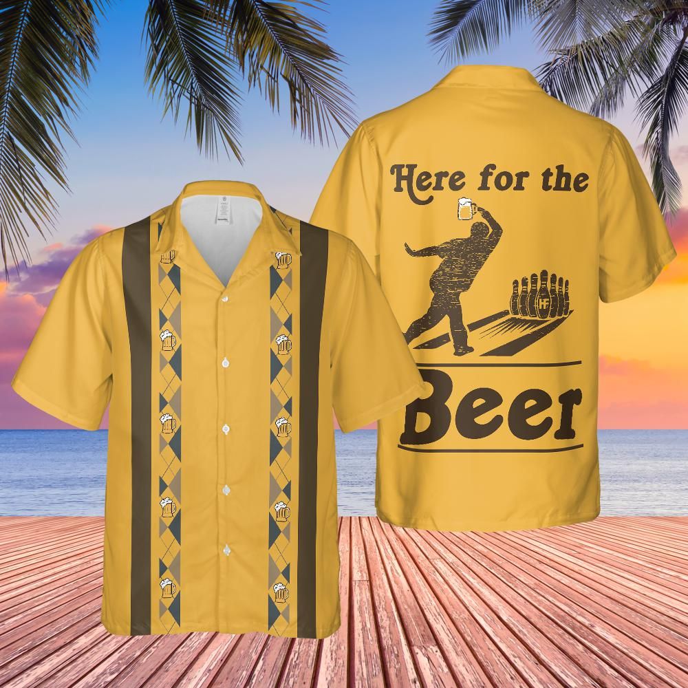 litzzy Here For The Beer Bowling Hawaii Shirt for Men and women - Aloha shirt Hawaiian Hawaii Shirt For Summer Hawaii Shirt S  