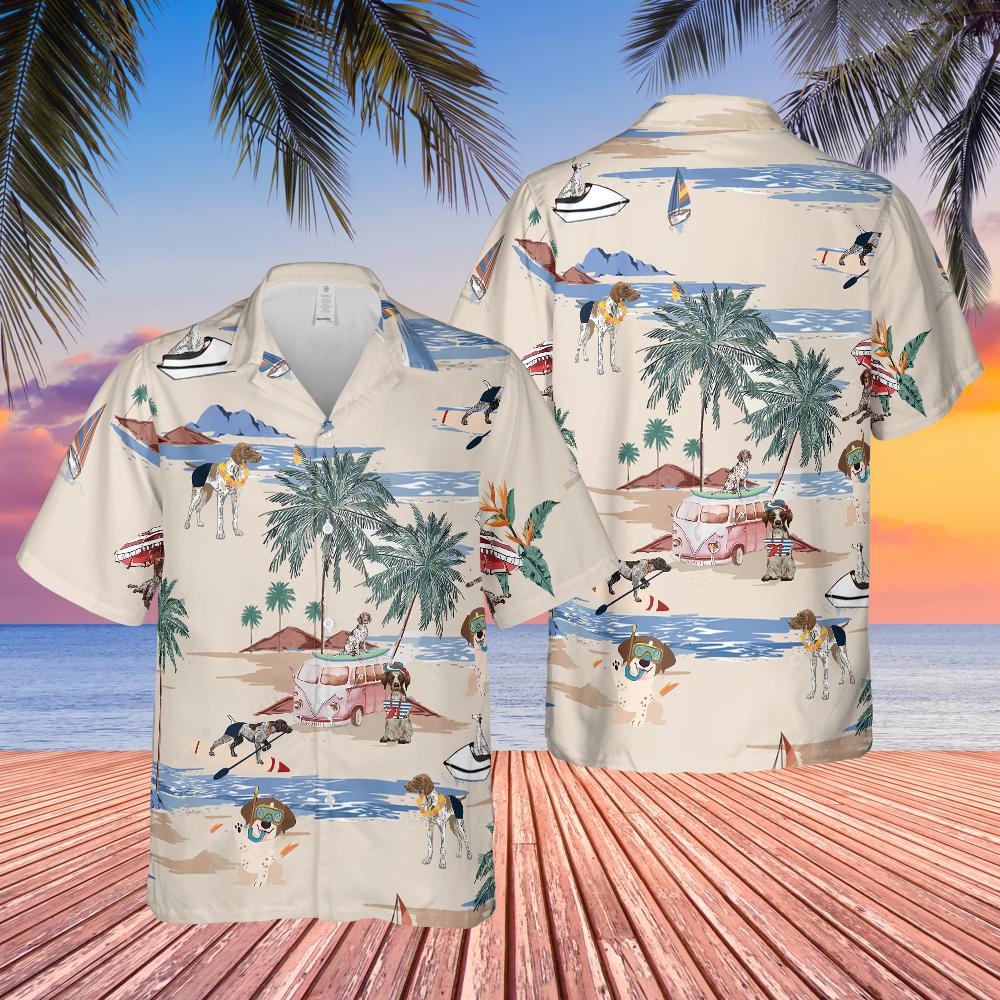 litzzy German Shorthaired Pointer Summer Beach Hawaiian Shirt DC21332KA Hawaii Shirt   