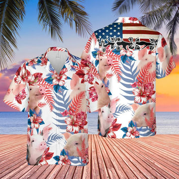 litzzy Pig Lovers American Flag Hawaiian Shirt, Pig aloha Hawaiian shirt, Hawaiian shirt men, Hawaiian shirt women - Aloha shirt Hawaiian Hawaii Shirt For Summer Hawaii Shirt   