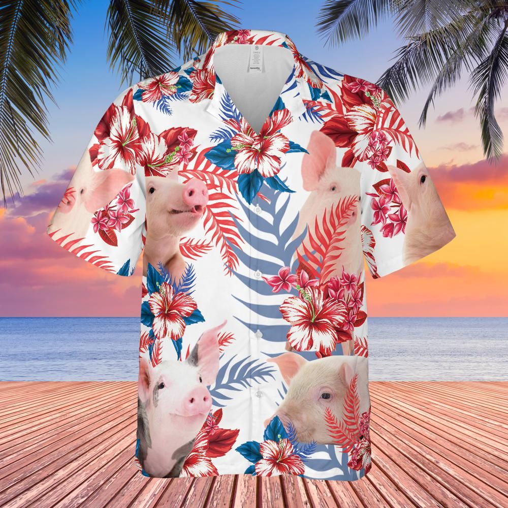 litzzy Pig Lovers American Flag Hawaiian Shirt, Pig aloha Hawaiian shirt, Hawaiian shirt men, Hawaiian shirt women - Aloha shirt Hawaiian Hawaii Shirt For Summer Hawaii Shirt   