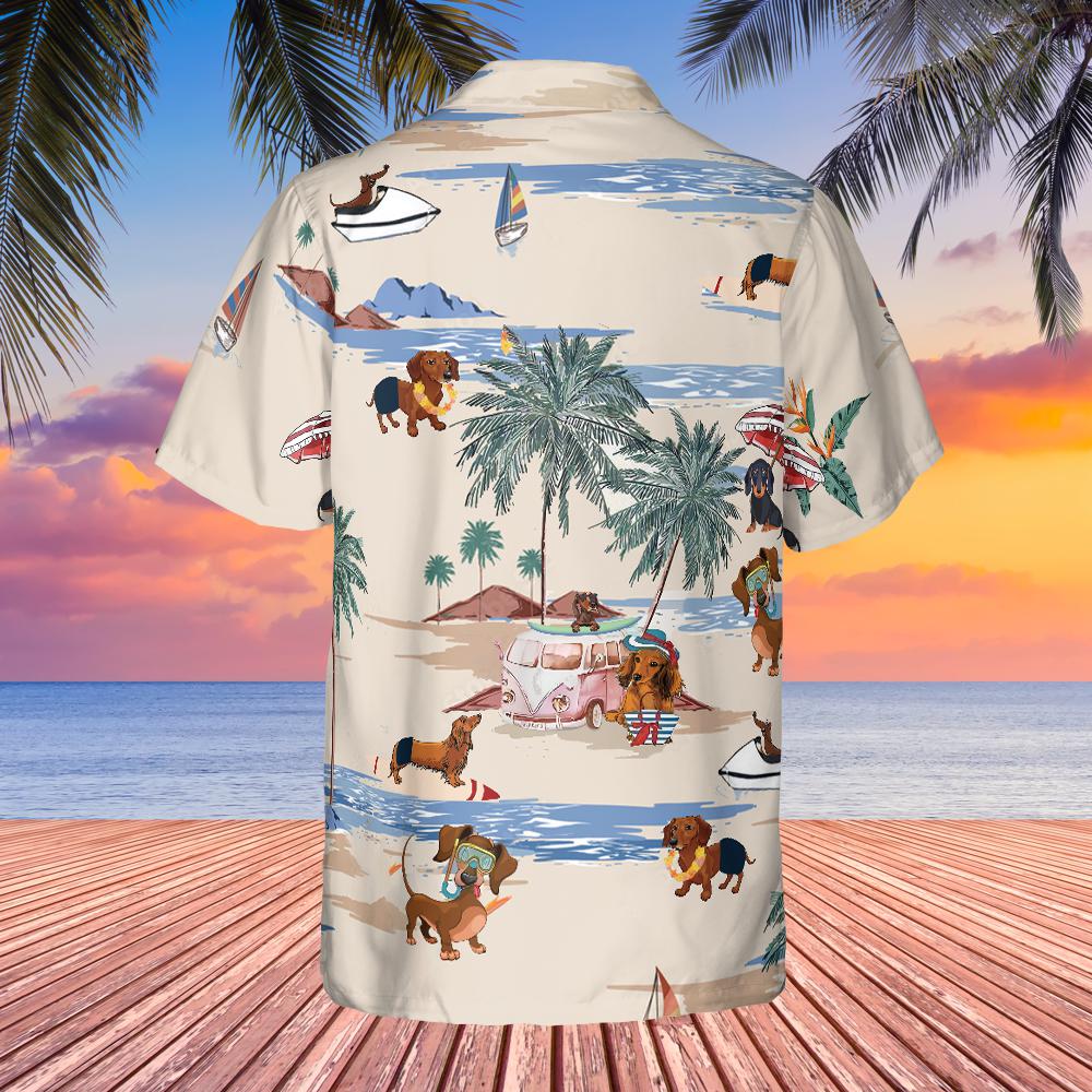 litzzy Dachshund Beach Summer Hawaiian Shirt, Dachshund Button Shirt, Dachshund Beach Shirt - Aloha shirt Hawaiian Hawaii Shirt For Summer Hawaii Shirt   
