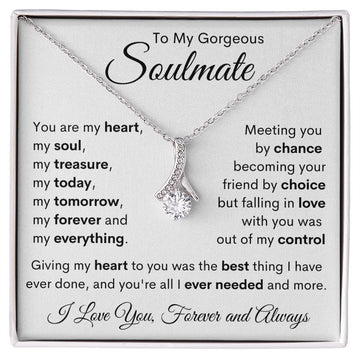 litzzy To My Gorgeous Soulmate - You Are My Heart And Soul -  Gift For Wife, Girlfriend Jewelry 14K White Gold Finish Standard Box 