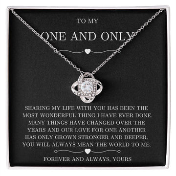 litzzy To My One and Only - Litzzy Love Knot Necklace - Gift for Wife, Soulmate, Girlfriend Jewelry 14K White Gold Finish Two tone Box 