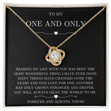 litzzy To My One and Only - Litzzy Love Knot Necklace - Gift for Wife, Soulmate, Girlfriend Jewelry 18K Yellow Gold Finish Two tone Box 