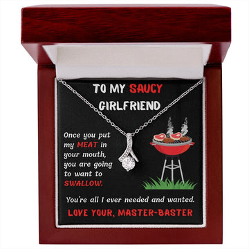 litzzy To My Saucy Girlfriend - Love Your, Master - Baster - Gift For Beautiful Girlfriend Jewelry 14K White Gold Finish Luxury Box with LED 