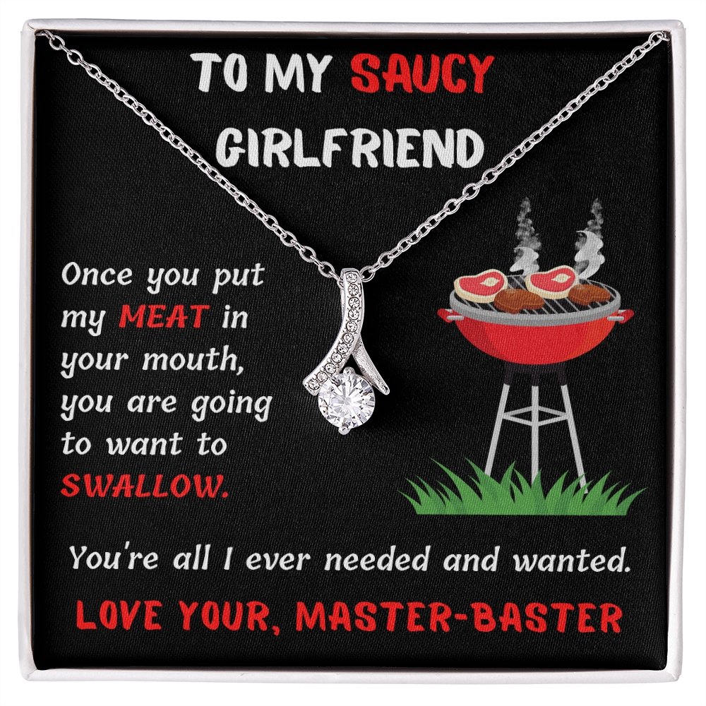 litzzy To My Saucy Girlfriend - Love Your, Master - Baster - Gift For Beautiful Girlfriend Jewelry 14K White Gold Finish Two tone Box 