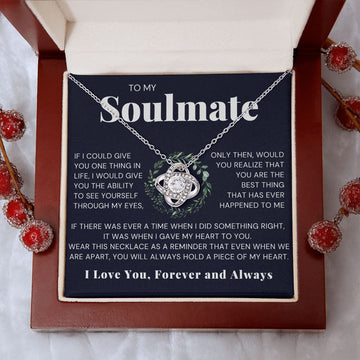 litzzy To My Soulmate - Always Hold a piece of my Heart - Gift For Wife, Girlfriend Jewelry 14K White Gold Finish Luxury Box 