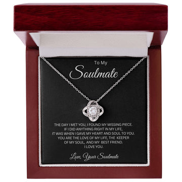 litzzy To My Soulmate - Keeper of my Soul - Gift For Wife, Girlfriend Jewelry 14K White Gold Finish Luxury Box 