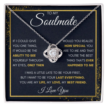 litzzy To My Soulmate - My Life - My Love - Gift For Wife, Girlfriend Jewelry 14K White Gold Finish Two tone Box 