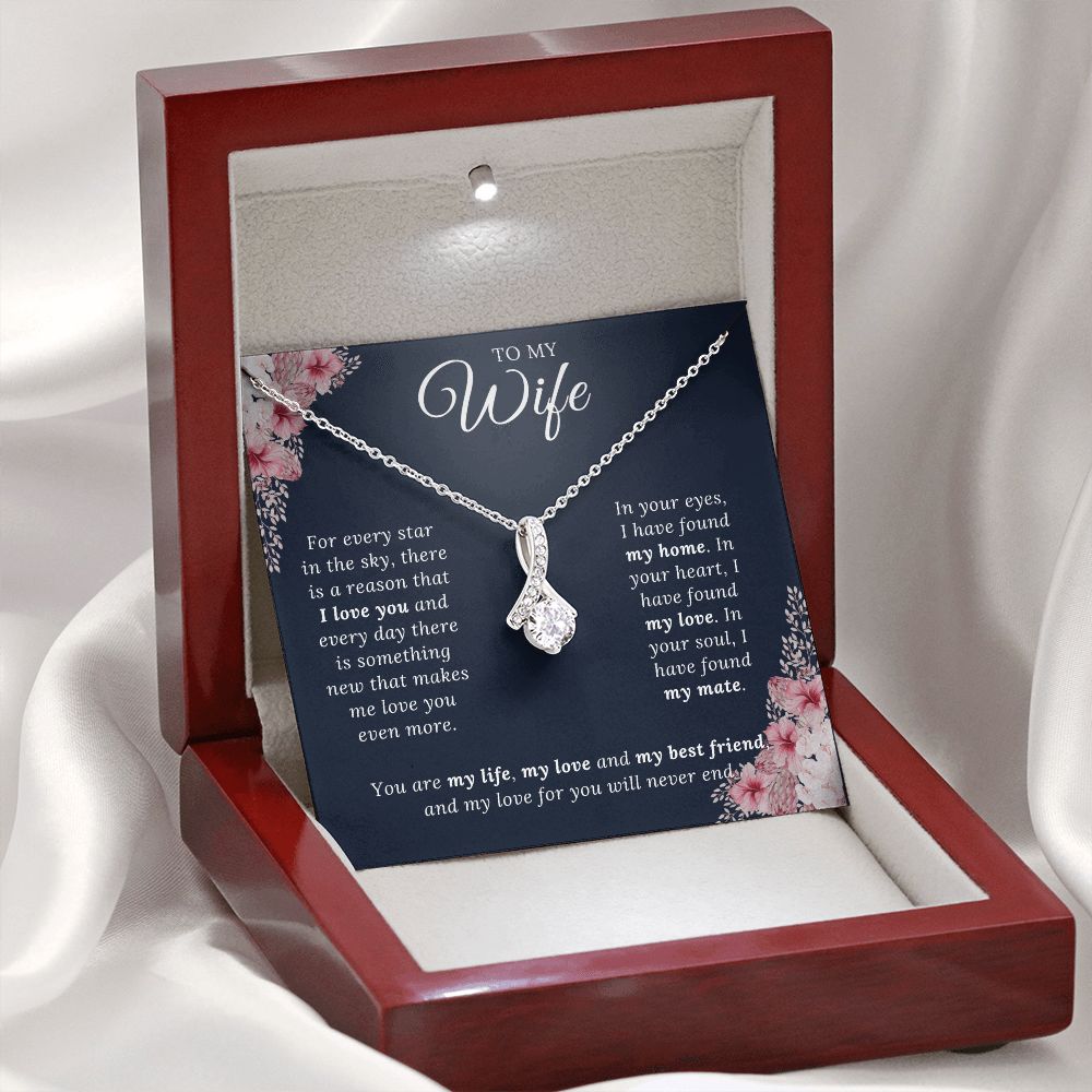 litzzy To My Wife - For Rvery Star In The Dky - Gift For Beautiful Wife Jewelry 14K White Gold Finish Luxury Box 