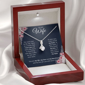 litzzy To My Wife - For Rvery Star In The Dky - Gift For Beautiful Wife Jewelry 14K White Gold Finish Luxury Box 