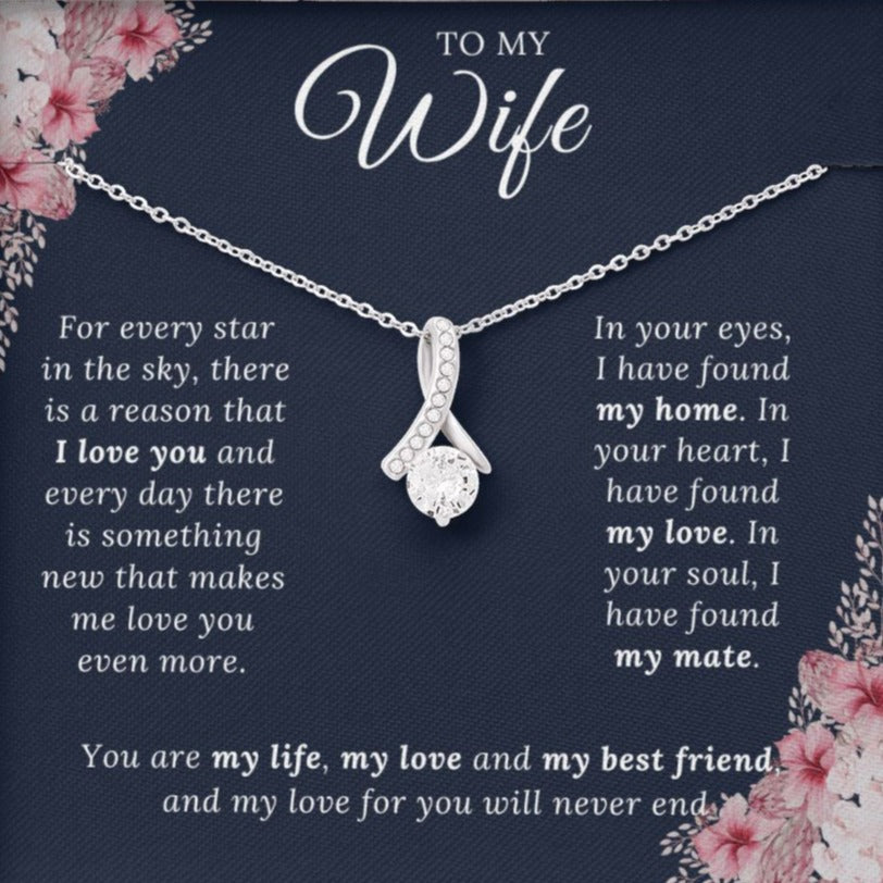 litzzy To My Wife - For Rvery Star In The Dky - Gift For Beautiful Wife Jewelry 14K White Gold Finish Standard Box 