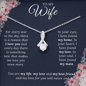 litzzy To My Wife - For Rvery Star In The Dky - Gift For Beautiful Wife Jewelry 14K White Gold Finish Standard Box 
